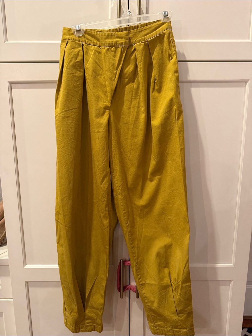 Pleated High-Waist Trousers in Mustard Yellow